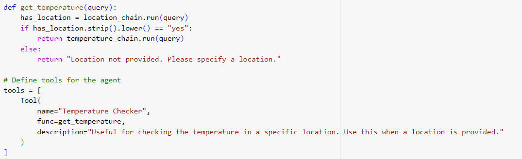 user query only then execute the temperature chain