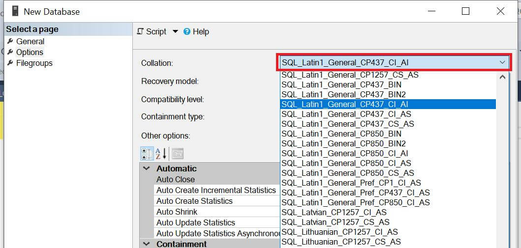 Jira collation in SQL server