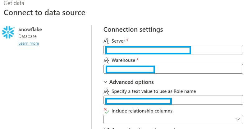 Connecting snowflake to Data Source