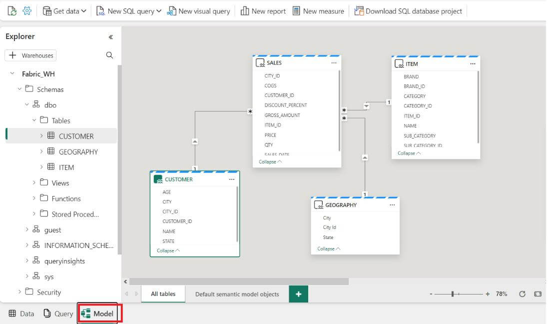 Create a data model in power bi