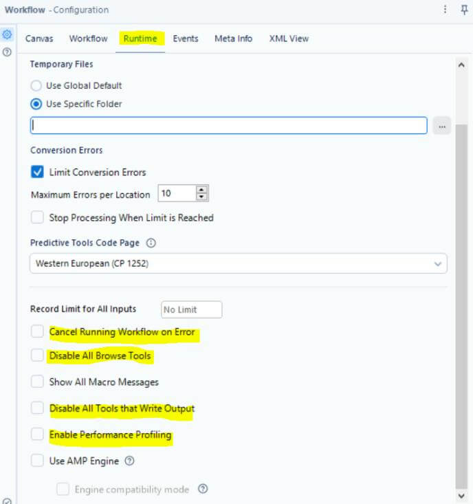 Workflow Runtime Options