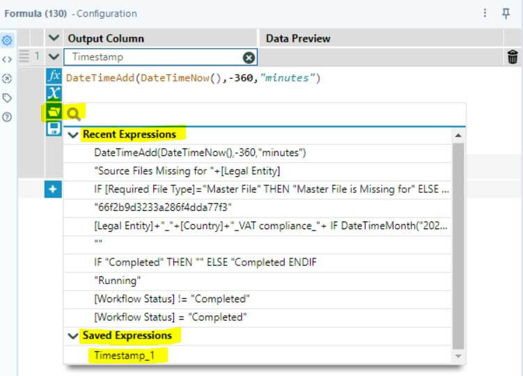 Formula Save Expressions feature - Data Preview