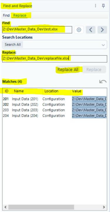 Usage of Find and Replace - Two