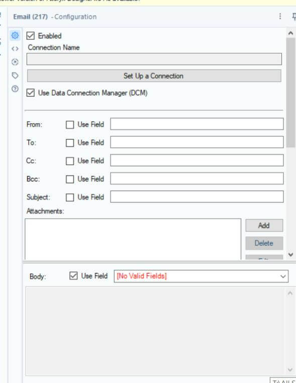 Email tool provided by Alteryx image