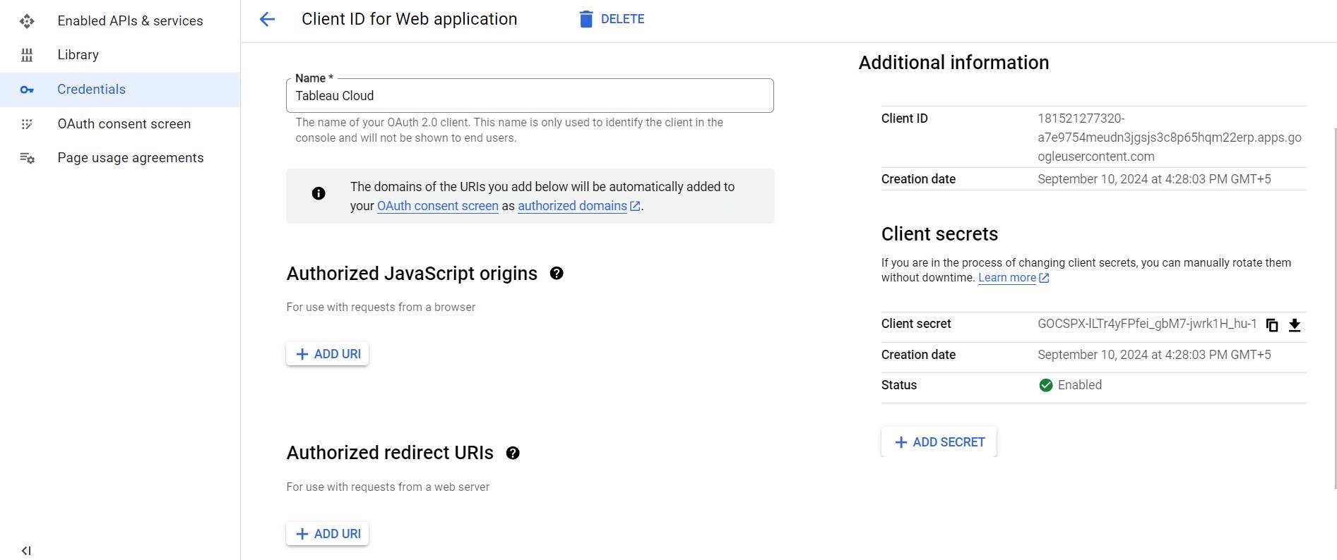 Setting Up OAuth for Tableau 