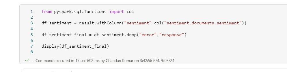 Step-Three-Performing Sentiment Analysis with Synapse Data Science