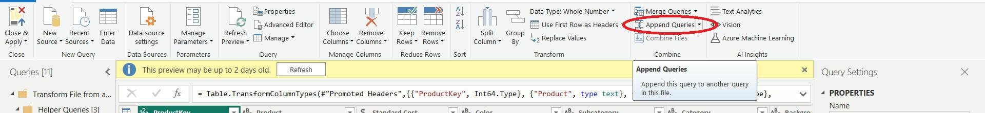 Append Queries in Power BI