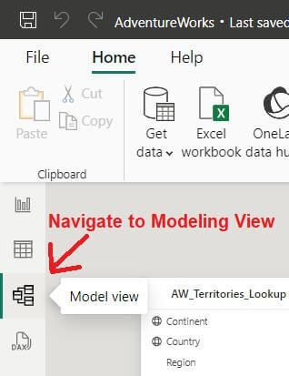 Navigate to Modeling View in Power BI