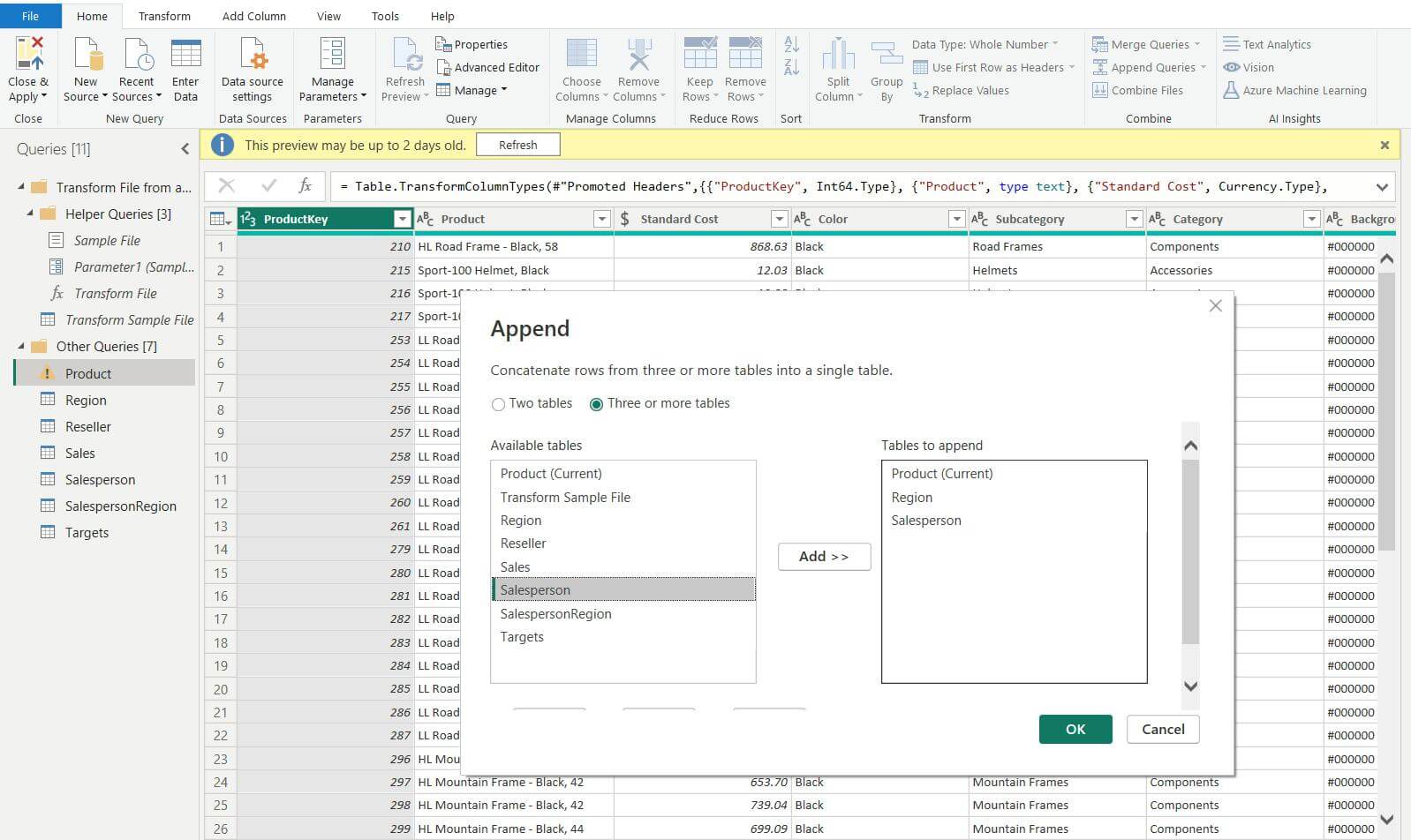 Blend Multiple Tables in Power BI