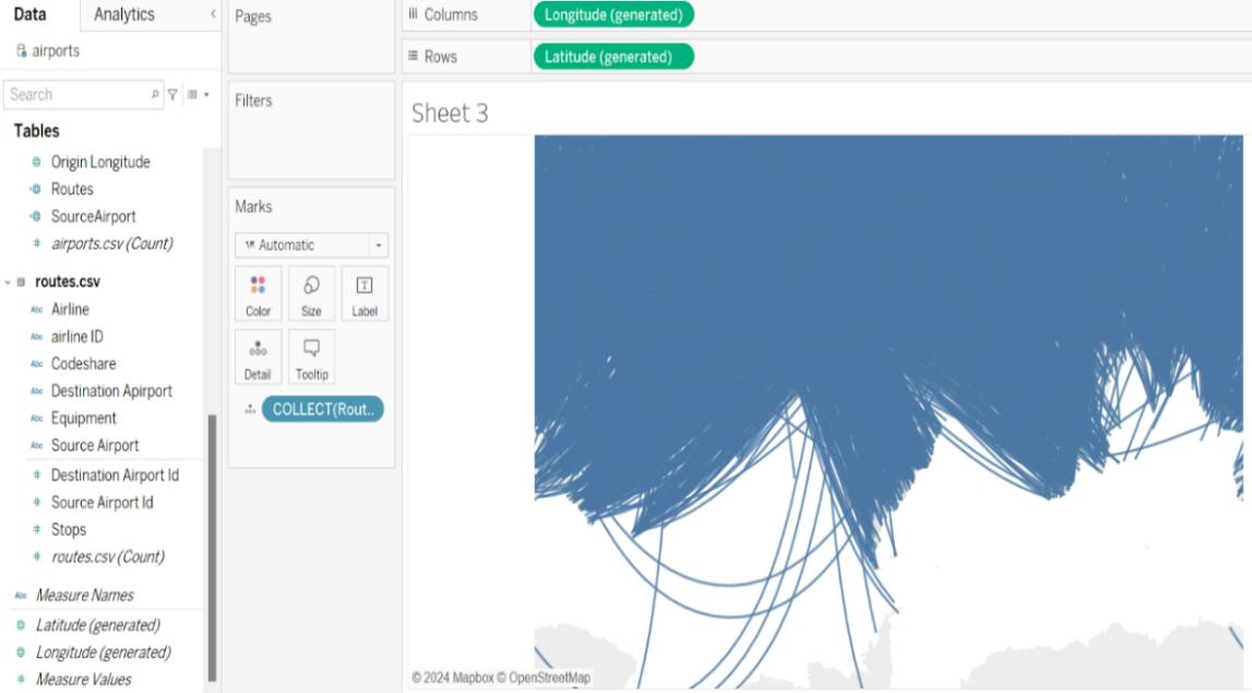 Drag the Route calculated field into the Details pane on the Marks card